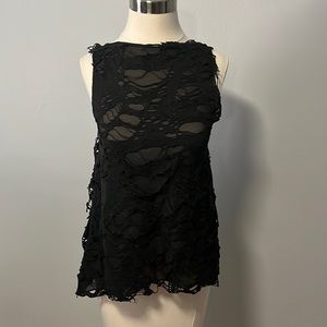 Tattered black no sleeve top